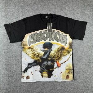 Mixed Emotion Shirt Mens Medium Black Angel Wings Graphic Tee Streetwear